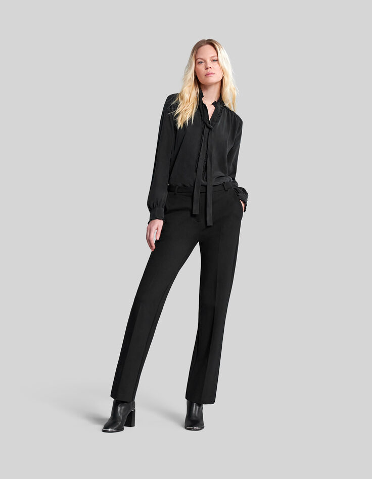 Women's black knit straight suit trousers-5