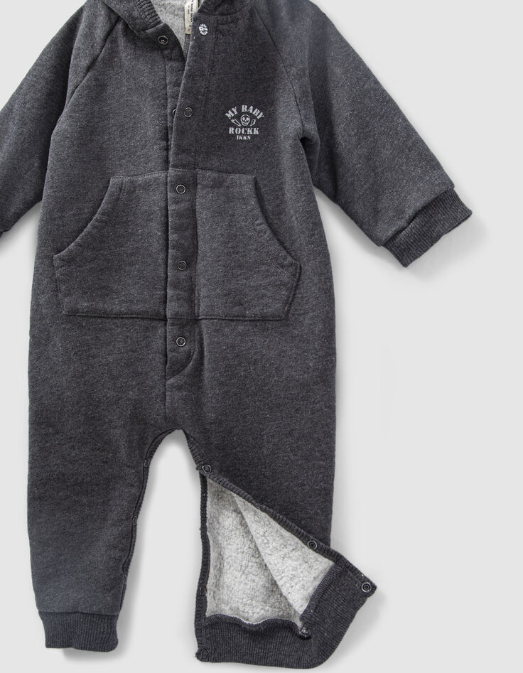 Baby’s grey marl organic fabric hooded all-in-one-3