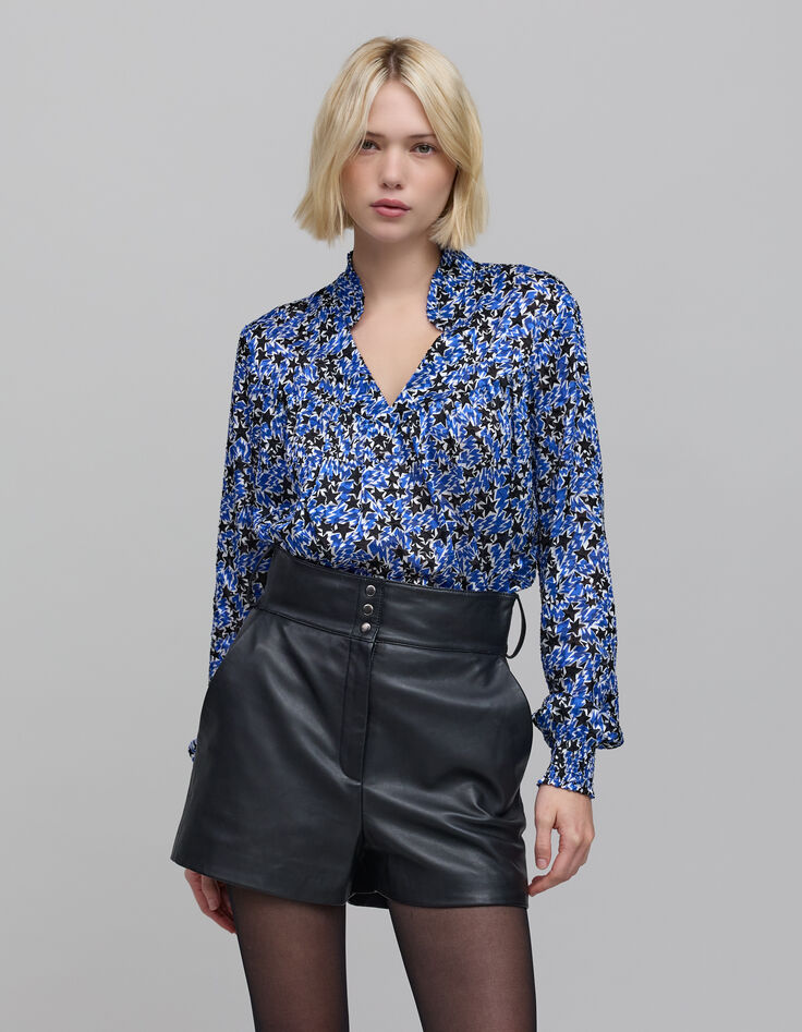 Electric blue star and lightning print blouse-3