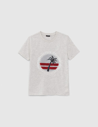 Jungen-T-Shirt mit Wendepailletten Palme und Anker - IKKS