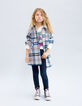 Girls’ grey, blue, black, ecru check coat-2