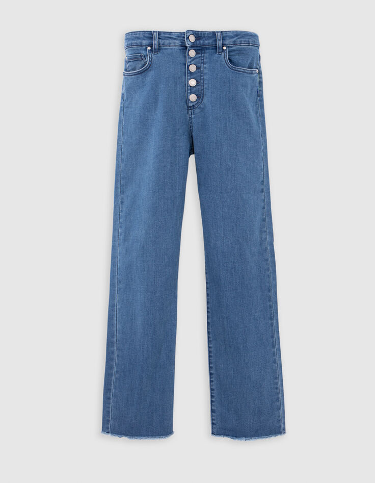 Waterless Blue Straight Jeans für Damen mit Knopfverschluss-7