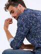 Men’s slim indigo dotted print shirt-2