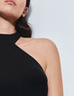 Pure Edition-Tee-shirt noir à manche asymétrique Femme-4