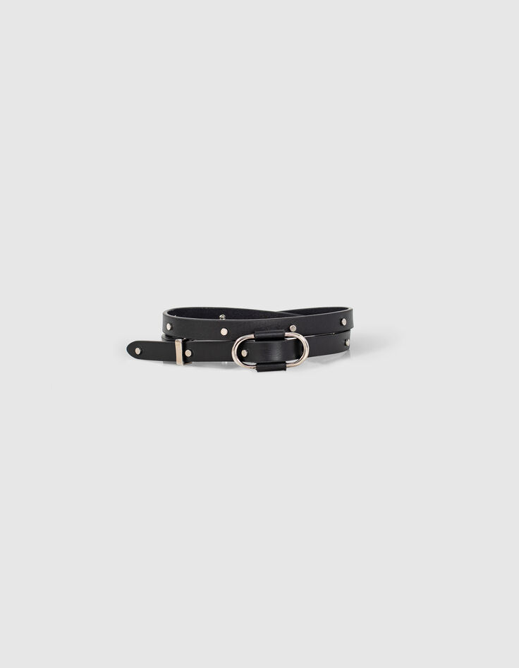 Ceinture noire cuir lisse clouté I.Code-1