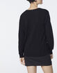 Women’s black chevron pointelle cashmere sweater-3