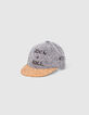Boys’ bleached grey embroidered organic cotton cap-1