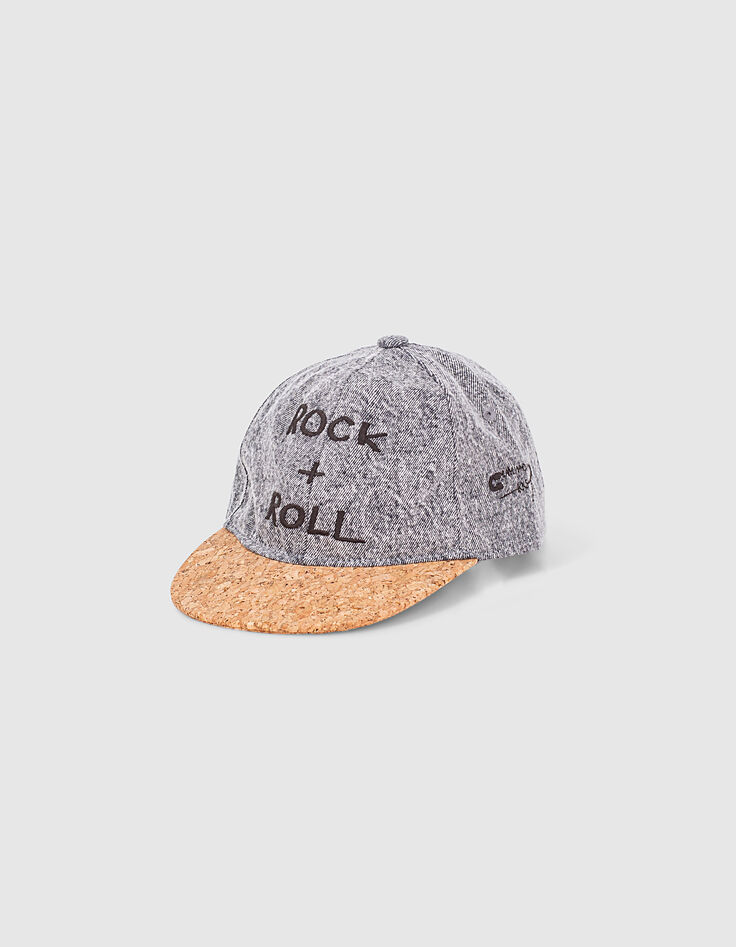 Boys’ bleached grey embroidered organic cotton cap-1