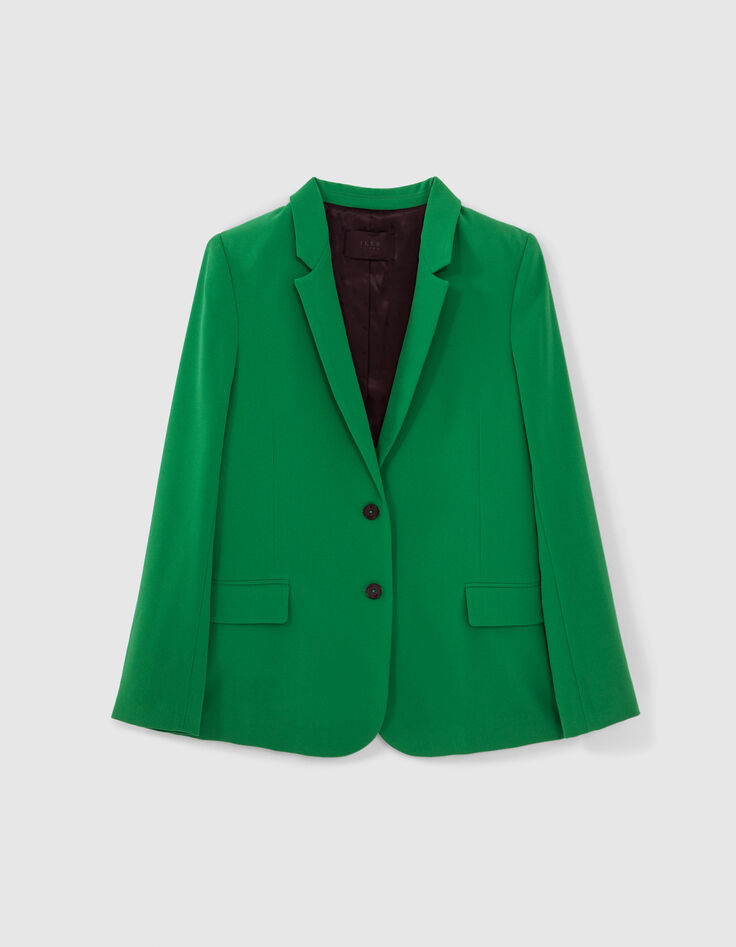 Chaqueta de traje verde de poliéster reciclado para mujer-7