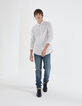 Men’s white dotted print EASY CARE SLIM shirt-6