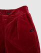 Girls' burgundy corduroy shorts with bow and belt-6