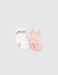 Socken in Cremeweiß und Rosa für Babymädchen-5