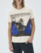 Men’s electric blue T-shirt with blurry motorbike rider-2