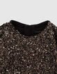 Girls’ black dress with embroidered antique silver sequins-3