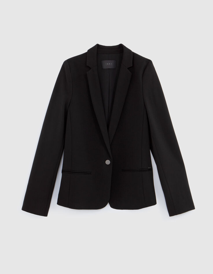 Schwarzer Damen-Strickblazer-6