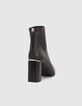 Boots noirs zippés cuir avec barrette métal Femme-3