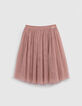 Girl's pink tulle midi skirt-3