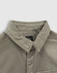 Khaki hemd, Taschen und Rücken mit Reliefeffekt-3