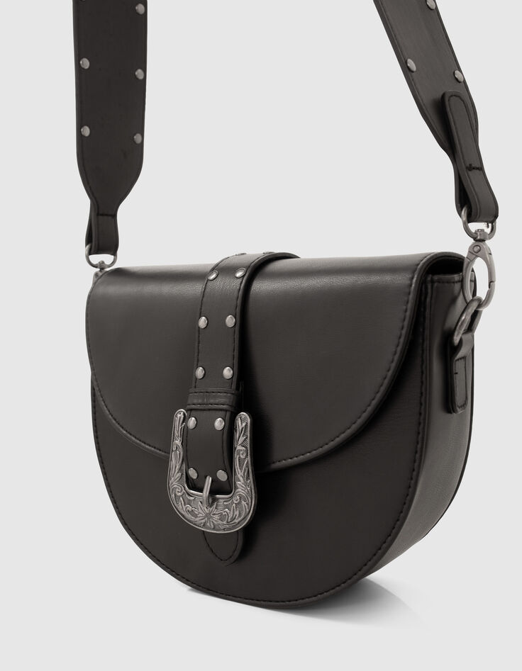 Bolso negro hebilla Western niña-3