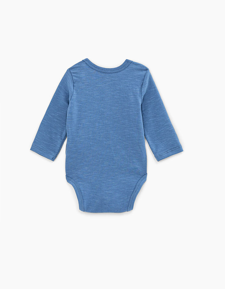 Body azul medio para personalizar de algodón bio bebé-3
