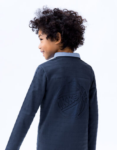 Polo azul marino cuello camisero diseño relieve niño - IKKS