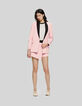 Women’s pink suit jacket with black collar-1