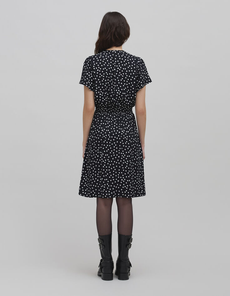 Women's black LENZING™ ECOVERO™ polka dot print dress-3