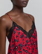 Women's red floral print camisole with thin straps-5