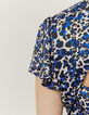 Robe en voile recyclé imprimé léopard noir et bleu femme-3