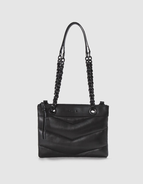 Sac pochette 1440 Reporter Puffy noir cuir Femme - IKKS