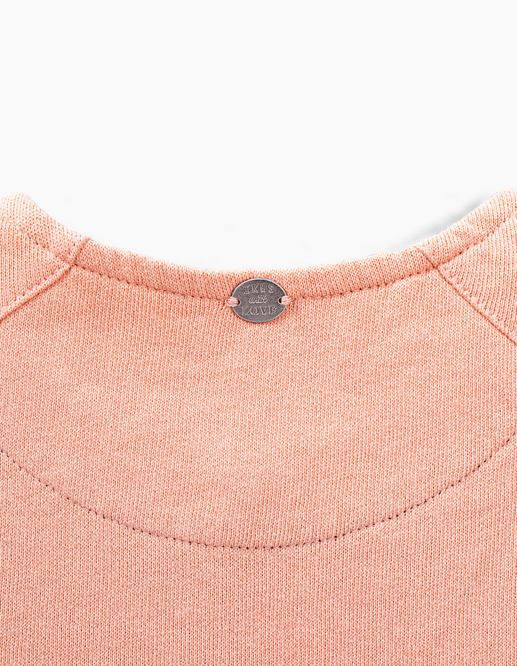 Girls’ peach embroidered sweatshirt fabric cardi-jacket-6