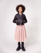 Girl's black biker jacket with studded embroidered back-1