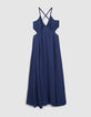 Women's navy blue long dress-1