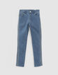 Girls’ vintage blue slim jeans with side bands-1