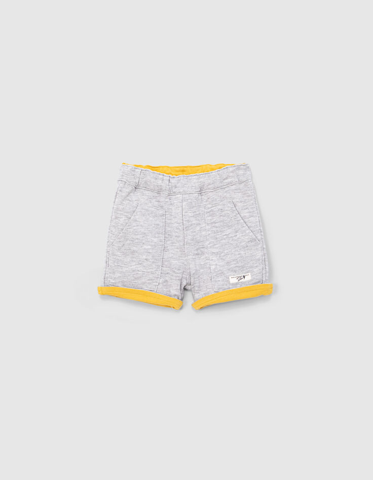 Baby boys’ yellow/grey reversible Bermuda shorts-3