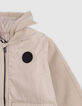 Blouson beige bi-matière à capuche garçon-5