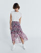 Women’s fuchsia floral bandana print asymmetric skirt-2