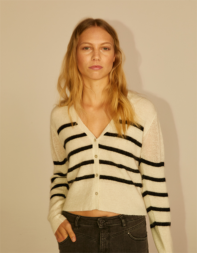 Sailor stripe knit short cardigan IKKS Women